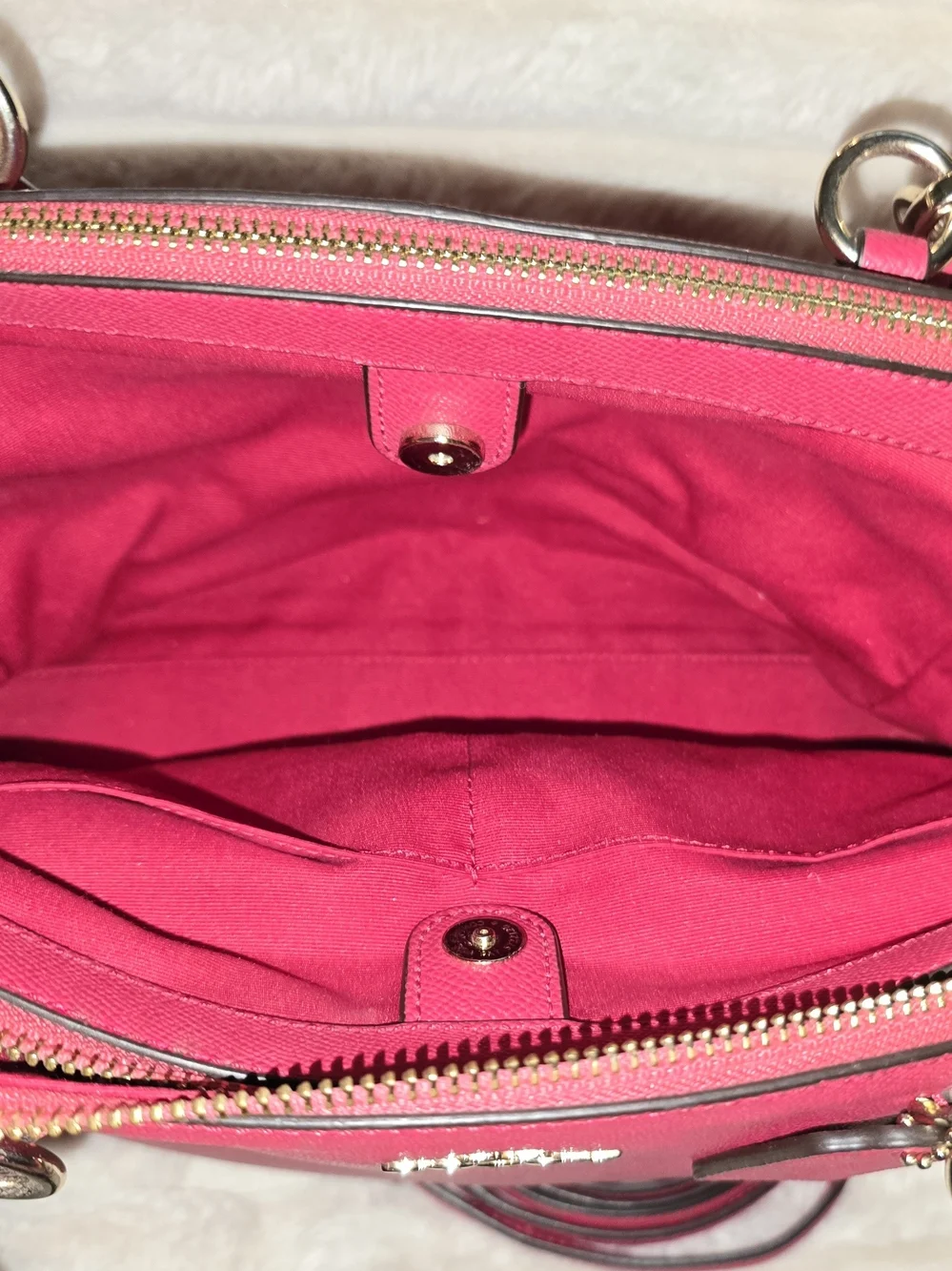 Coach Pink Leather Satchel Bag - Signature Logo